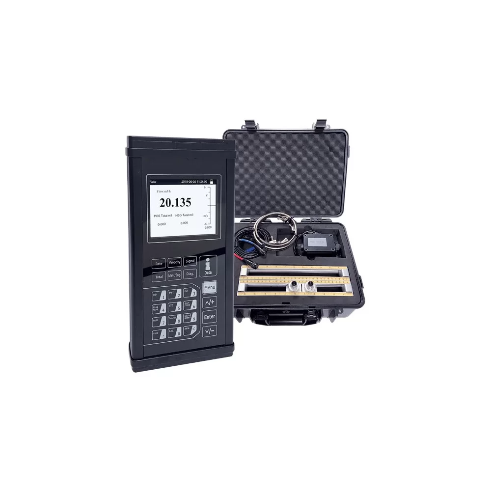 Misuratore Portata Liquidi Digitale - Portatile A Ultrasuoni, Pinza Esterna, Precisione &plusmn;1%